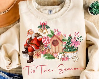 Retro Christmas png, Tis the Season Png, Santa Claus png, Watercolor Christmas png, Christmas sublimation, Merry Christmas, Christmas vibes