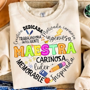 Retro Maestra Word Png, Teacher Life Png, Teach Love Inspire, Spanish Teacher, Back To School, Teacher Appreciation Gift, Maestra School Png