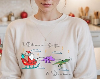 I Believe in Santa and Dinosaurs Png, Christmas Santa Png, Funny Xmas Png, Dinosaur Lover Png, Christmas Vibes, Santa Claus, Dino Reindeers