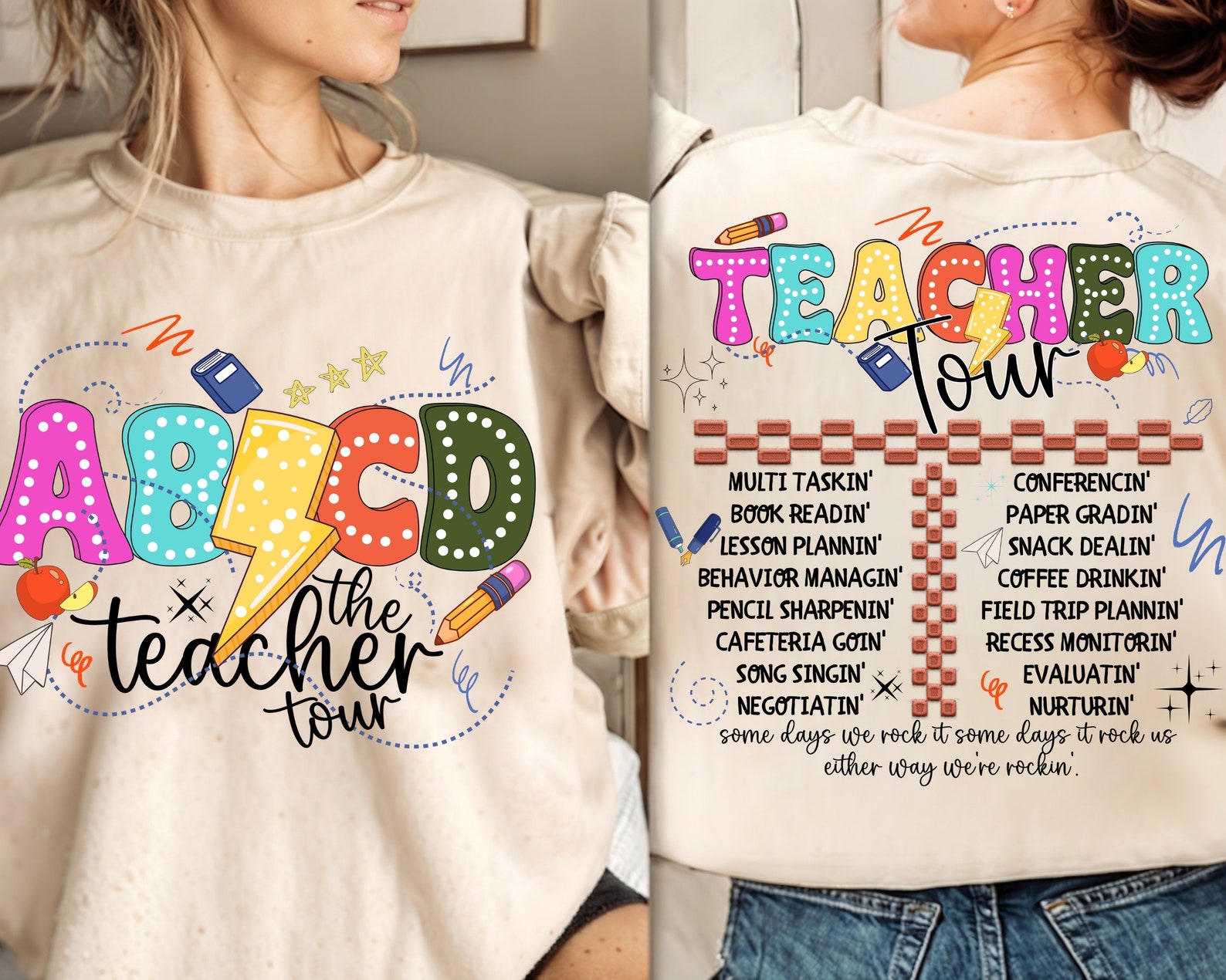 Retro Teacher Png, ABCD Teacher Tour Png, Back to School, End of Year ...
