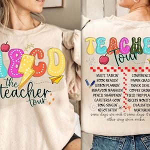 Retro Teacher Tour Png, ABCD Teacher Tour Png, Back To School, End of Year Png, Teacher Gift, Teacher T shirt Sublimation, Elementary School