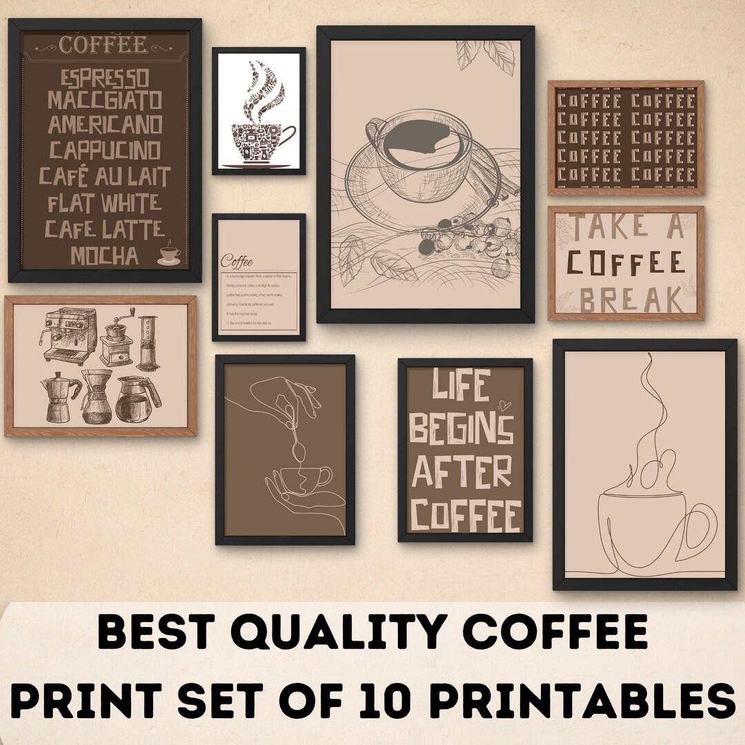 set of 6 kitchen prints coffee print set kitchen art... Coffee Print Set of 10 PRINTABLES , Kitchen Wall Art , Kitchen Gallery ...