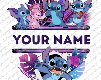 Personalized floral Stitch png sublimation design download, custom name Stitch png, cute Stitch png, sublimate designs download