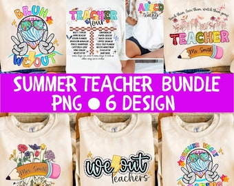 End Of Year Teacher Png Bundle, Teacher Appreciation, ABCD Teacher Tour Png, Summer Vacation Png, Out Of School Png, Teacher Wildflowers Png