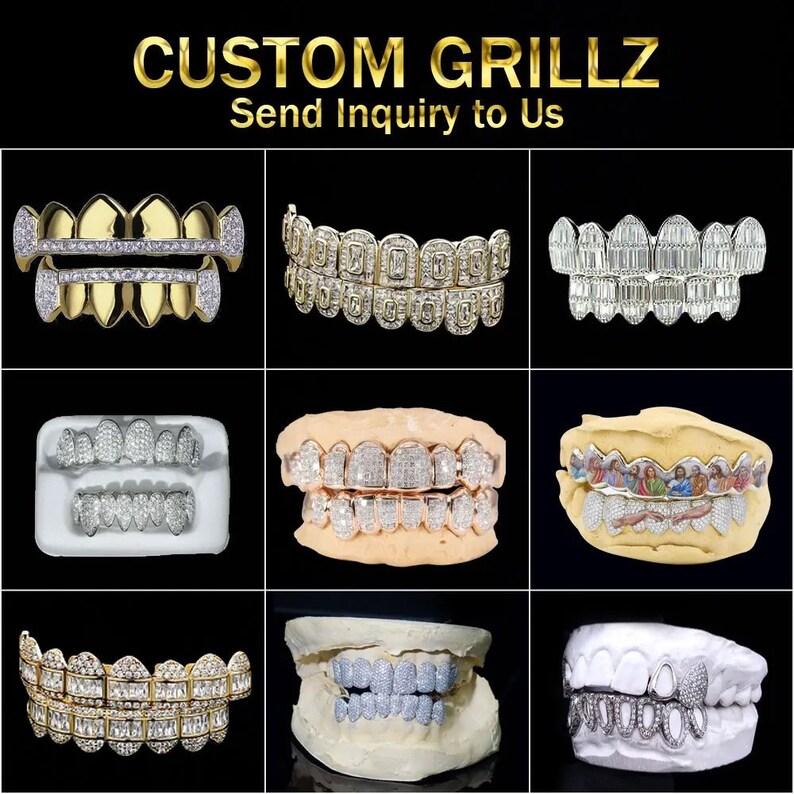 Moissanite Grillz, 8 Top & 8 Bottom Moissanite Grills, Custom Made Full