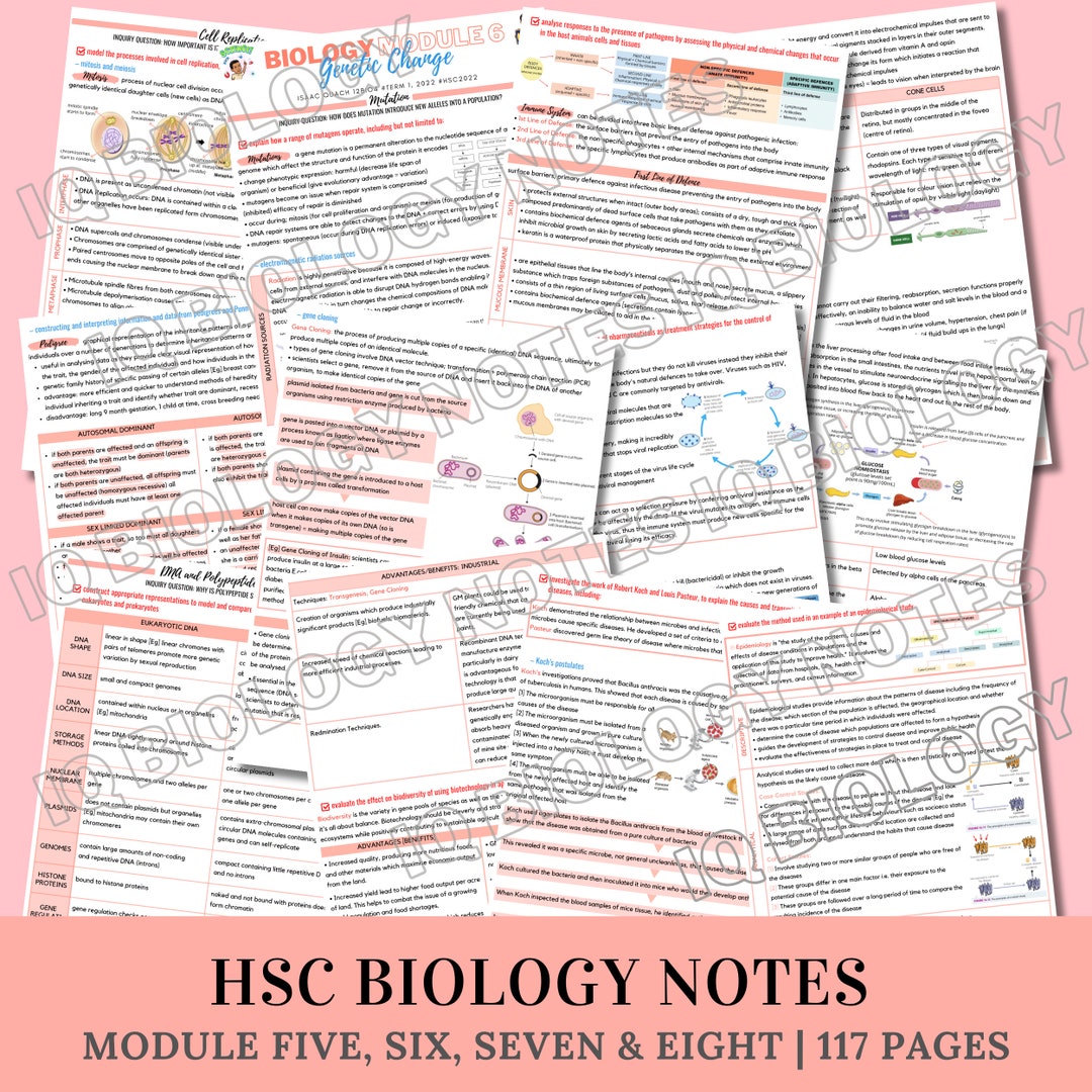 HSC Biology Module 5, 6, 7, 8 Notes - Entire Syllabus - Etsy
