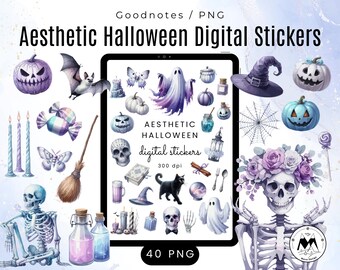 Aesthetic Halloween Digital Stickers, Halloween Clipart,Aesthetic Halloween Watercolor Digital Stickers,Halloween Goodnotes Digital Stickers