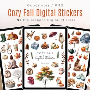 Gemütliche Herbst digitale Aufkleber, Herbst Clipart, gemütliche, ästhetische Herbst Aquarell Clipart, Aquarell digitale Aufkleber, Goodnotes digitale Aufkleber