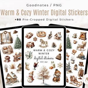 Warm and Cozy Winter Digital Stickers, Winter PNG,Aesthetic Winter Watercolor Clipart,Watercolor Digital Stickers,Goodnotes Digital Stickers