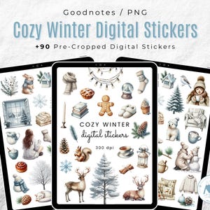 Cozy Winter Digital Stickers, Winter Clipart, Aesthetic Winter Watercolor Clipart, Watercolor Digital Stickers, Goodnotes Digital Stickers