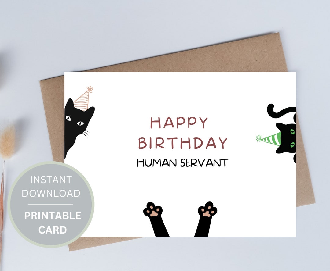 Funny Cat Birthday Card Printable Digital Download, Birthday Card for ...