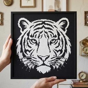 Tiger Gesicht Kreuzstich Muster | Stickdatei Tiermotiv (PDF Download)