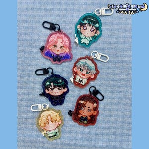 Alien Stage Matching Heart Glitter Acrylic Keychains