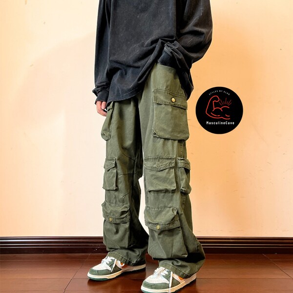 Loose-Fit Baggy Pants | Versatile Trousers | Multi Pocket Cargo Pants | Men's Fashion | Cozy Outfit