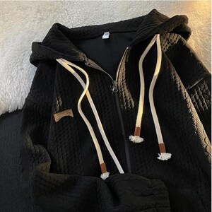Sweats à capuche zippés surdimensionnés avec poche Sweats à capuche Streetwear à manches longues image 3
