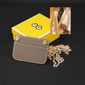 Correa de cadena de 1,0 cm de ancho con inserto de piel de Epsom que cambia de cartera a bandolera y correa de hombro para cartera delgada Constance, correa de cartera