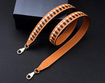 25mm Epsom Tressage Cuir Gold/Black/Craie Shoulder bag strap, Handmade and Custom, All Colors Available