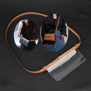 Correa de cuero Epsom para billetera de 1,2 cm de ancho con inserto transparente para billetera larga Kelly y billetera larga Constance, correa de hombro para billetera larga