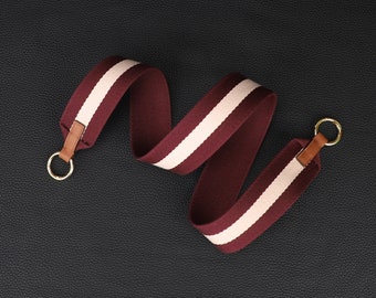 2" Striped Canvas Bag Strap with O-Ring: Crossbody or Shoulder