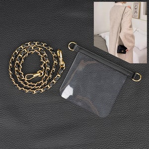 Chain strap with Transparent soft film insert crossbody strap for CF wallet,custom size for more wallets