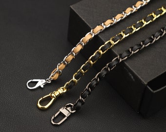 Correa de bolso de piel y cadena metálica: Correa de bolso intercambiable