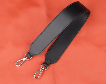 Black Swift Leather Bag Strap: 40mm Fashion Handbag Shoulder Strap