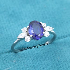 Oval Cut Blue Sapphire Ring, 14K Gold Ring, Sapphire Engagement Ring, Promise Ring, Blue Gemstone Ring, Dainty Ring, Anniversary Gift