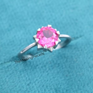 Rosa Turmalin Silberring, 14K Goldrunder Ring, minimalistischer Ehering, Verlobungsring, Versprechensring, Jubiläumsring, Geschenk für sie