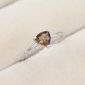 Natural Smoky Quartz Ring · Silver & Gold Ring · Triangle Ring · Trillion Cut Ring · Semiprecious Ring · Brown Stone Ring · Engagement Ring