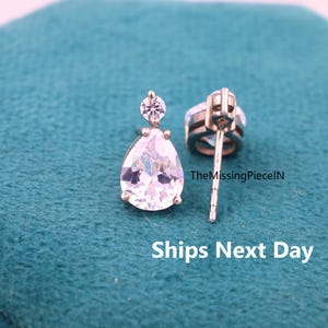 Natural Crystal Pear Studs, Crystal Earrings, Wedding Earrings, Pear Cut Everyday Earrings, Crystal Jewelers, Minimalist Bridal Earrings