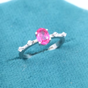 Pink Tourmaline 14K Solid Gold Ring For Women Engagement Ring Statement Ring Oval Cut Gemstone Ring Handmade Promise Ring Anniversary Gifts