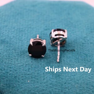 Natural Black Onyx Earrings, Sterling Silver Gemstone Earrings, Round Shape Black Onyx Earrings, Everyday Earrings, Minimalist Earrings