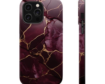 IPHONE case Burgundy Marble Fashion Iphone 15  , Pro ,  Max , IPHONE 14 , Pro , Max MagSafe Tough Case , gift for her