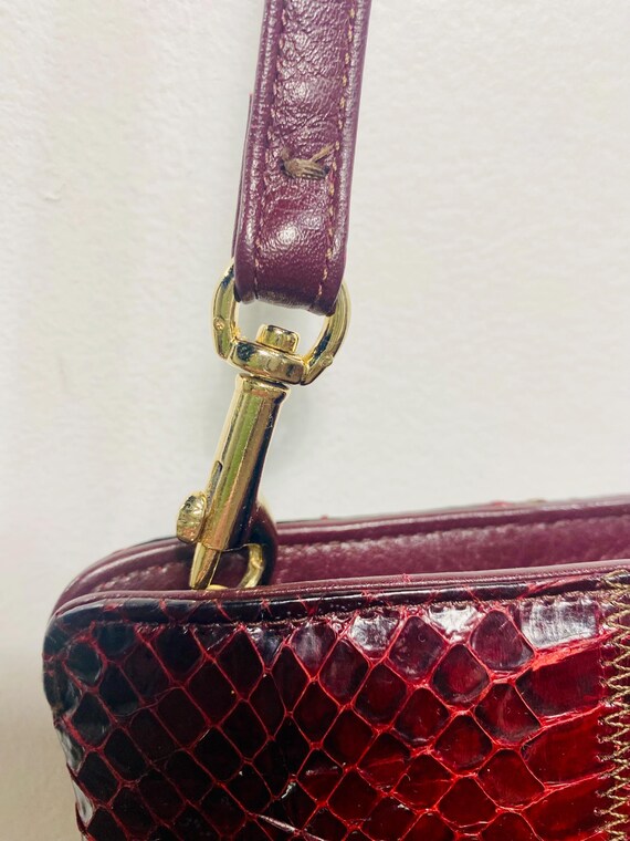 AUTHENTIC PYTHON red/maroon CLUTCH Crossbody with… - image 7