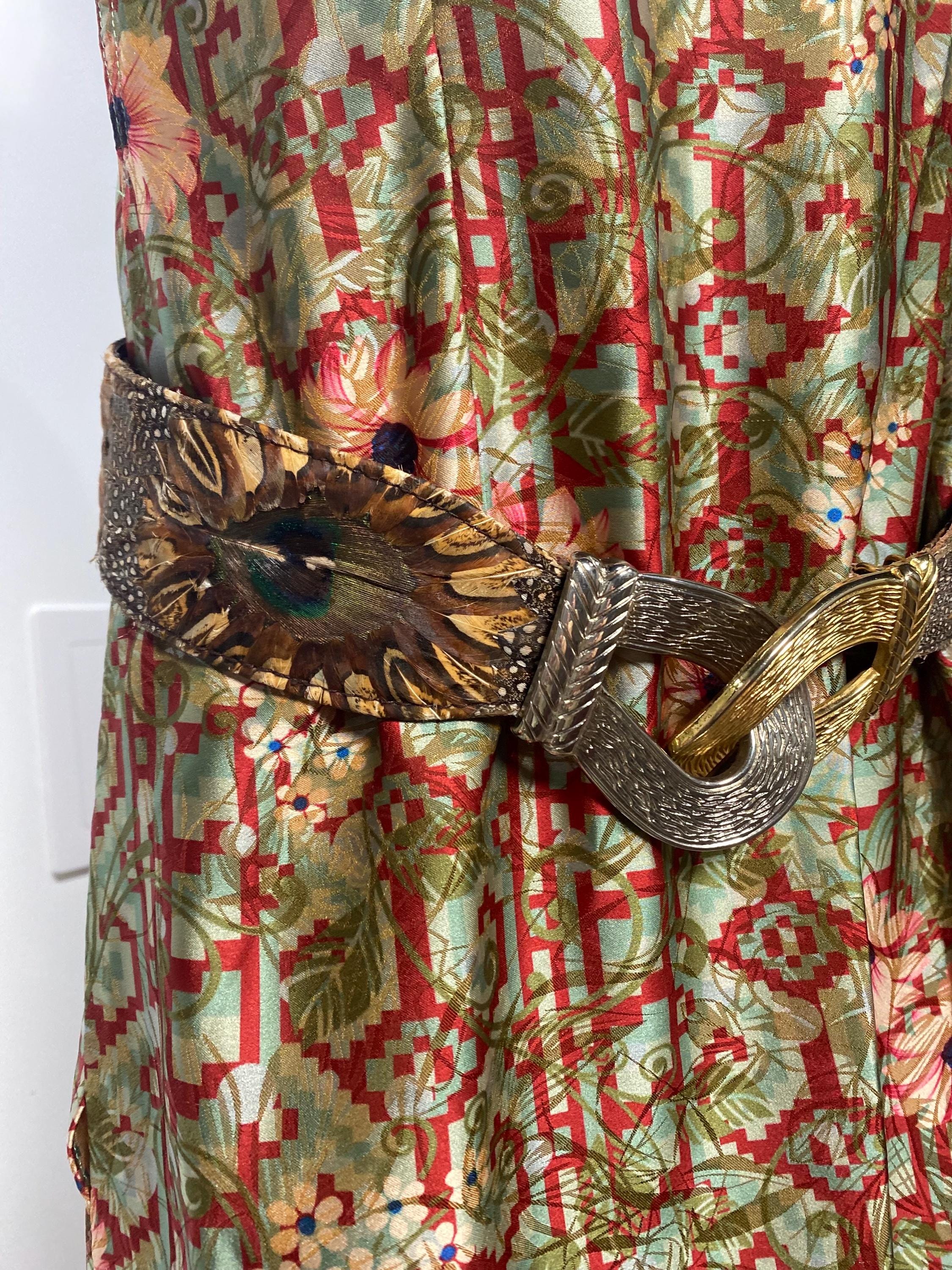 AVI Genuine Leather Vintage gold bronze rhinestone peacock buckle belt. Peacock Belt - Etsy main image 3