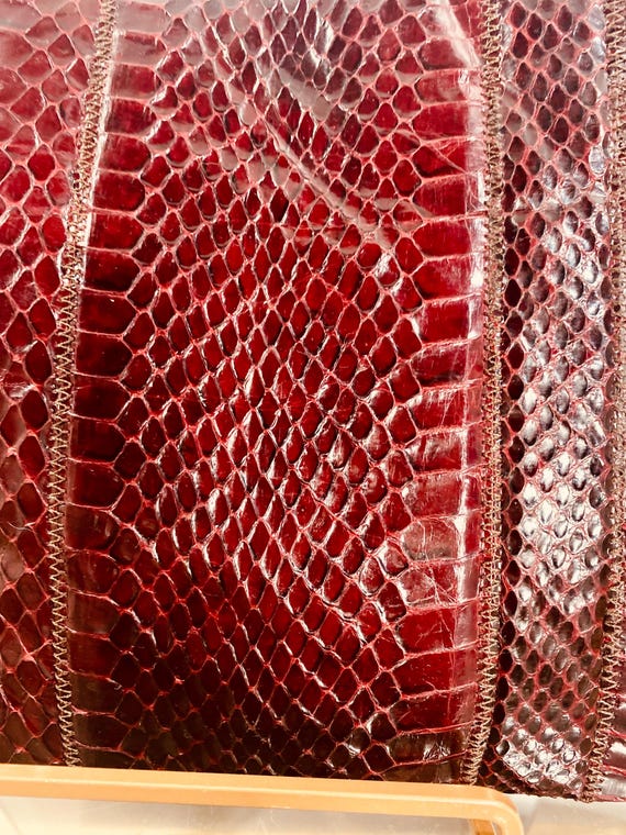 AUTHENTIC PYTHON red/maroon CLUTCH Crossbody with… - image 2