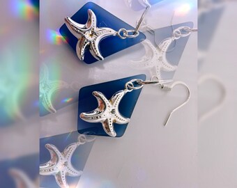 Seaglass Earrings with Starfish