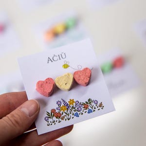 Recuerdos de boda personalizados para invitados: mini corazones de bolas de semillas de papel, ecológicos, bombas de semillas para baby shower, regalos para niños.