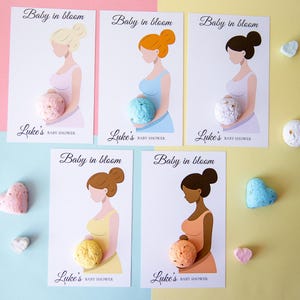 Boule de graines de fleurs sauvages à planter avec une carte personnalisée - Cadeau pour baby shower, papier avec graines de fleurs sauvages - Cadeaux pour les invités - Respectueux de l'environnement