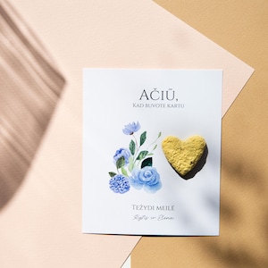 Plantbare zaadbom (hartvorm) en een gepersonaliseerde bedankkaart - Bruiloftsartikelen, babyshowercadeau voor gasten - Milieuvriendelijk