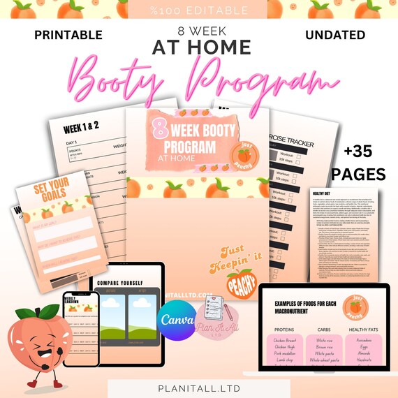 8 week Booty Program at Home Fitness Program Template and Fitness Coaches Fitness Ebook Template Workout Template DFY Content PLR Etsy Ireland