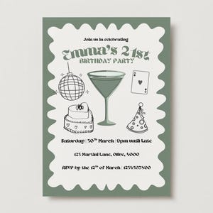Modèle d'invitation pour 21e anniversaire de Martini