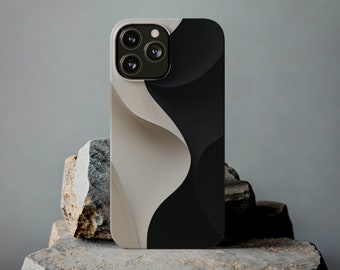 Funda delgada de lujo para iPhone Monochrome Swirl / Funda delgada de diseño inspirada en la naturaleza para iPhone X-15