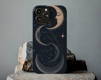 Celestial Dance Slim iPhone Case Elegante diseño cósmico de luna y estrella / Astrology Slim Cover para iPhone