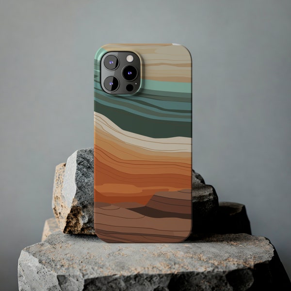 Geological Strata Slim iPhone Case - Aesthetic Layered Rock Design