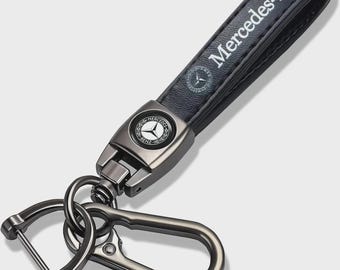 Mercedes Leather Key Holder Keychain for Mercedes Black