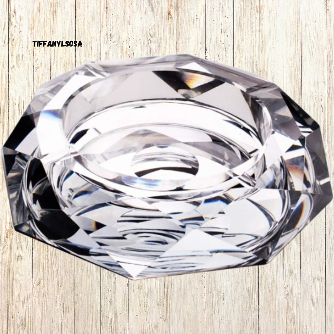Large Handmade Luxurious Crystal Glass Heavy Cigar Ashtray Etsy