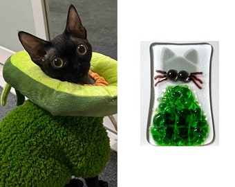 Artist Personalized 3D Fused Glass Pet Lover Portrait Handmade Ornament-Standard & Premium| Cute Modern Style| Dog Cat Home Decor Memorial