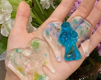 Natur Schutzengel Geschmolzenes Glas Blau Grün 3D Ornament | Wunsch-Segen-handgefertigtes Geschenk für Liebe-Glück-Stärke-Denkmal Freunde vorhanden