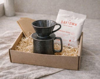 Black Luster Ceramic Coffee Dripper and Jug Gift Set
